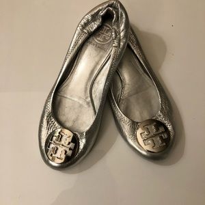 Tory Burch Silver Ballet Flats